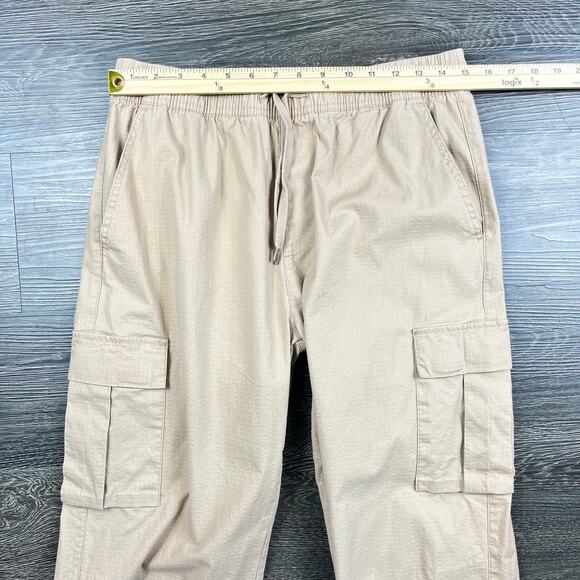 Maison Article Mens Ripstop Cargo Drawstring Pants Size M Ankle Cinch Khaki - Picture 5 of 9